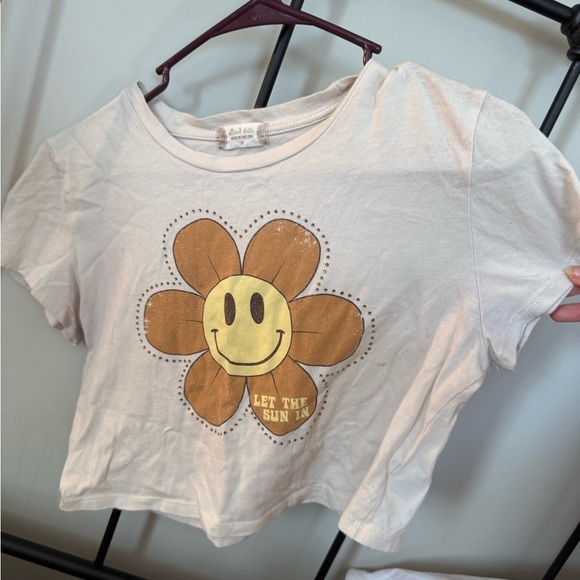 Altar'd State Tops - Altar'd State White Crop Top with Smiley Flower